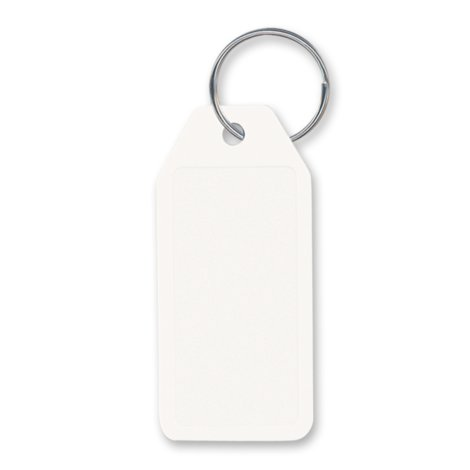 An unbranded white Budget Key Ring with a rectangular tag.