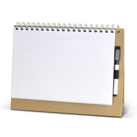 An unbranded Desk Whiteboard Notebook showing its stand-up reusable writing surface and marker.