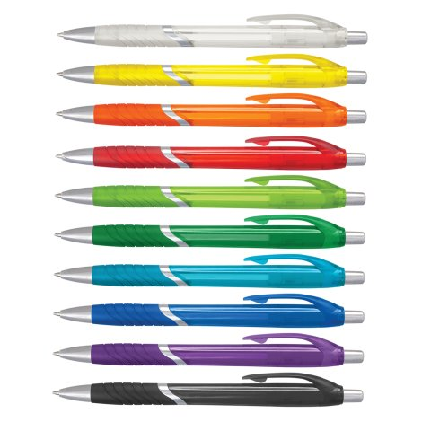 Jet translucent plastic pens in ten current colours.