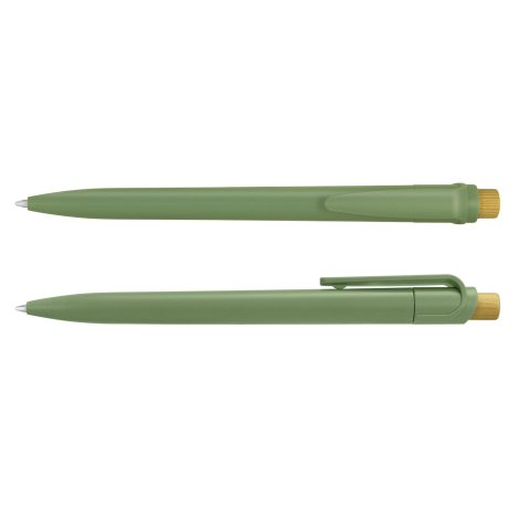Sage Savannah recycled plastic pen shown from two sides.