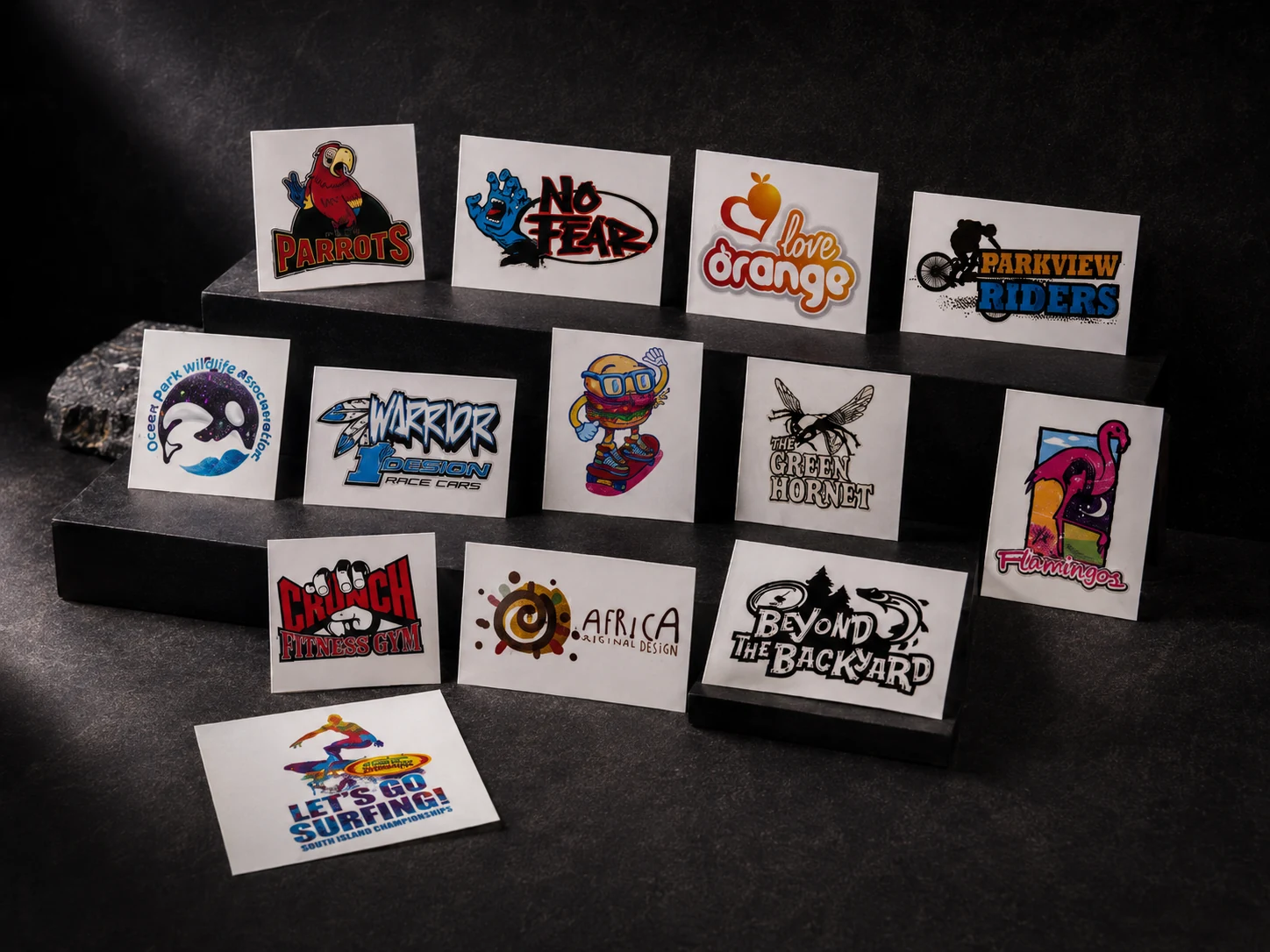 Assorted colourful temporary tattoo artwork examples.