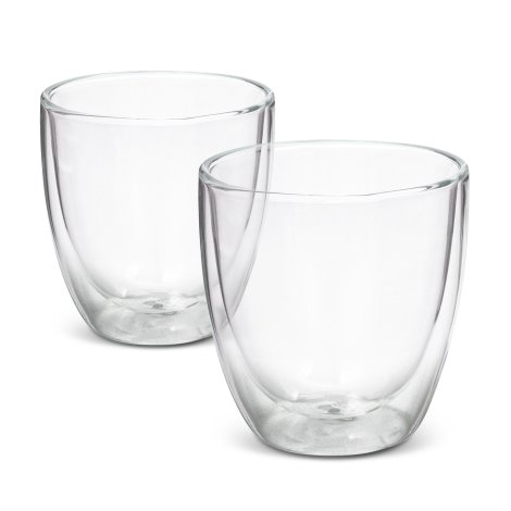Two clear Tivoli double-wall drinking glasses.